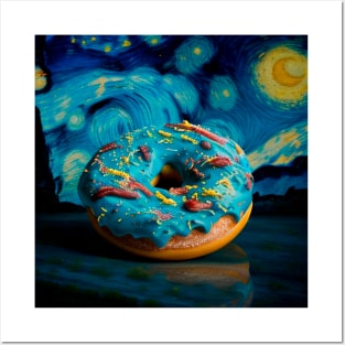 Funny Donut, Junk Food, Van Gogh Sugary Night Posters and Art